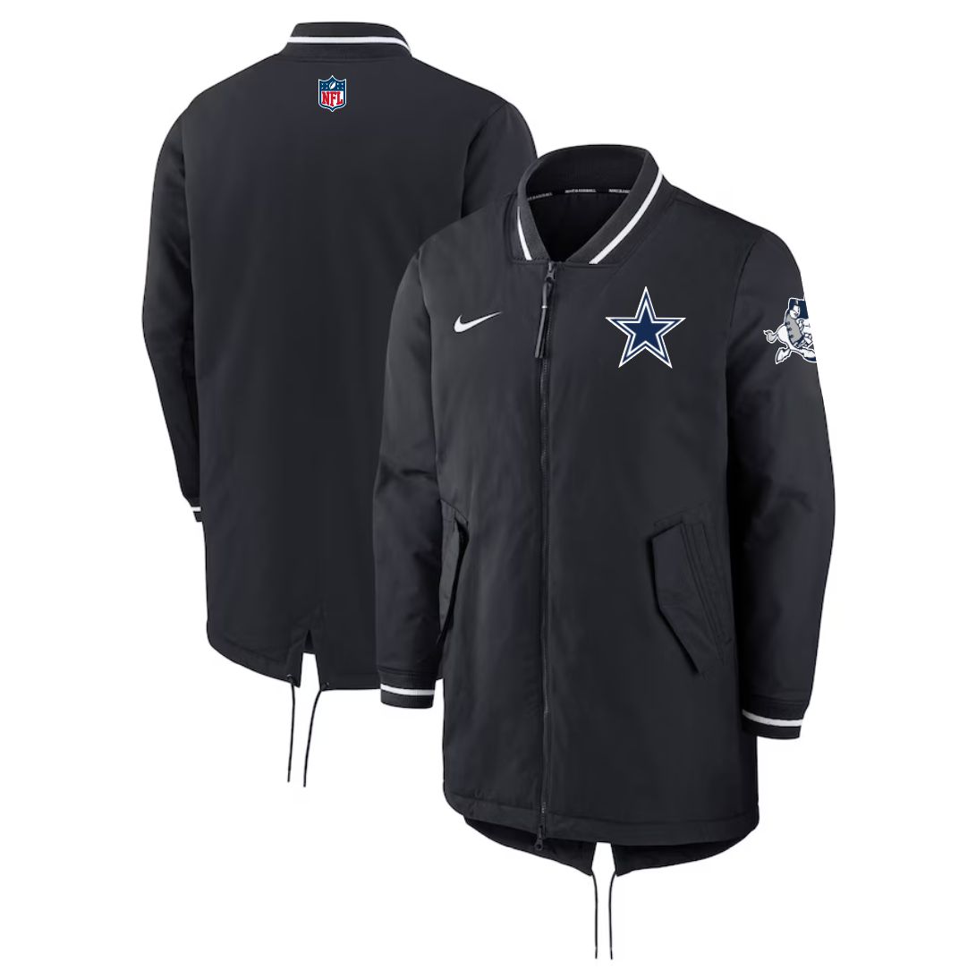 Men 2026 NFL Dallas Cowboys black Extended Cotton Jacket style 01